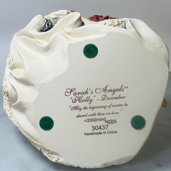 Vtg 2002 Sarahs Angels "Holly" December Birthday Figurine Christmas Poinsettia - Picture 4 of 5